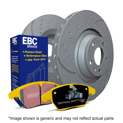 EBC PD13KF870 Ford Fiesta Mk8 Yellowstuff Front Brake Pad & GD Disc Kit - ATE Caliper
