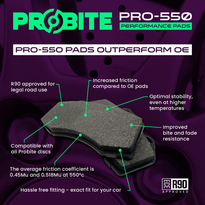Probite PFPP0096 PRO-550 Performance Pads | Fronts | W114mm H91mm D18mm