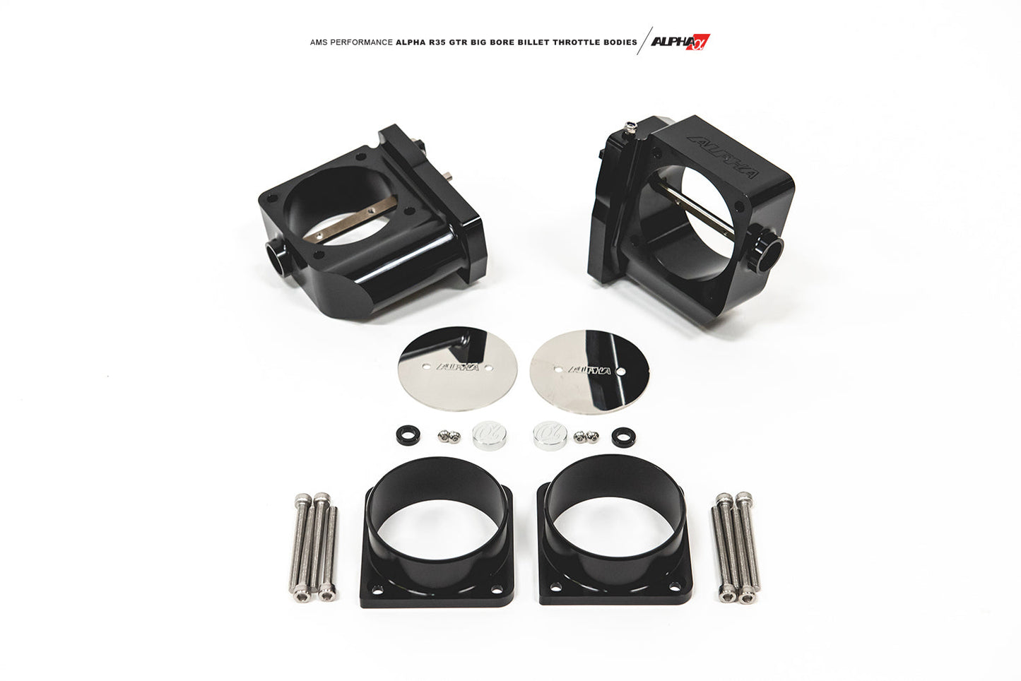 AMS ALP.07.08.0006-4 CNC BIG BORE THROTTLE BODY SET NISSAN R35 GT-R (WITH VIBRANT HD FLANGES)