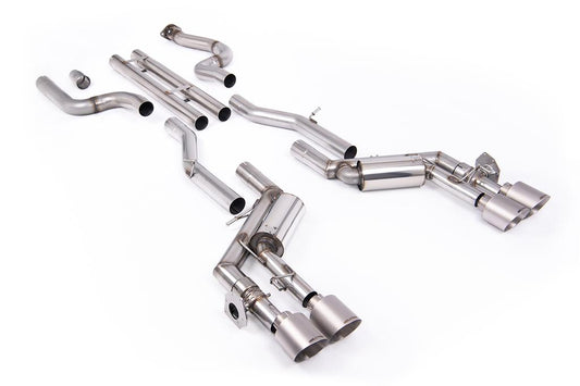 MillTek-SSXCH107-Cat-back Unbalanced Straight Center Valved System with Quad GT-115 4.5' Brushed Titanium Tips | ML Performance Car Parts