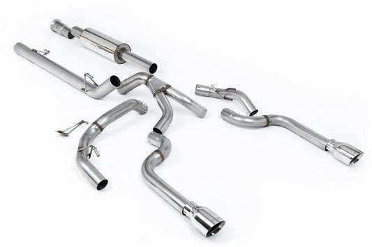 MillTek-SSXFD476-Cat-back Dual Outlet (Non Tremor Models) - Road Resonated with 2 x GT-100 Polished Tips | ML Performance Car Parts