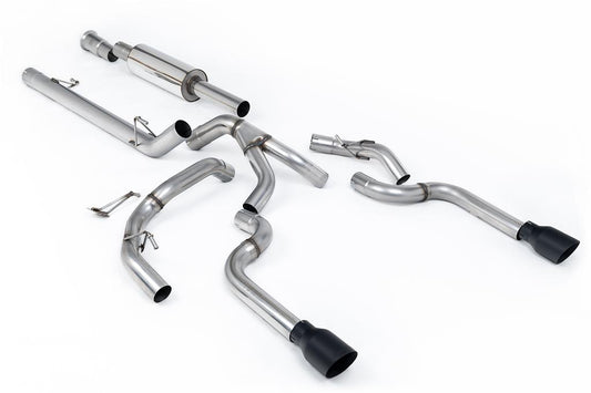 MillTek-SSXFD477-Cat-back Dual Outlet (Non Tremor Models) - Road Resonated with 2 x GT-100 Cerakote Black Tips | ML Performance Car Parts