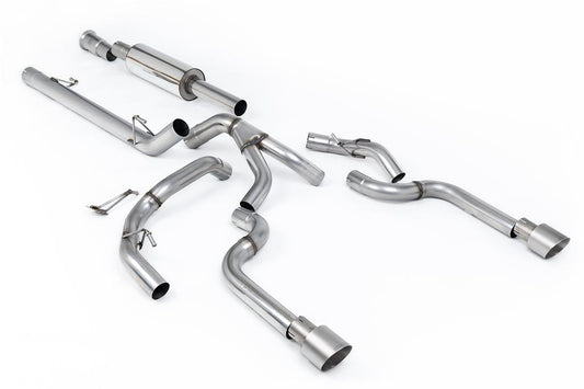 MillTek-SSXFD478-Cat-back Dual Outlet (Non Tremor Models) - Road Resonated with 2 x GT-100 Brushed Titanium Tips | ML Performance Car Parts