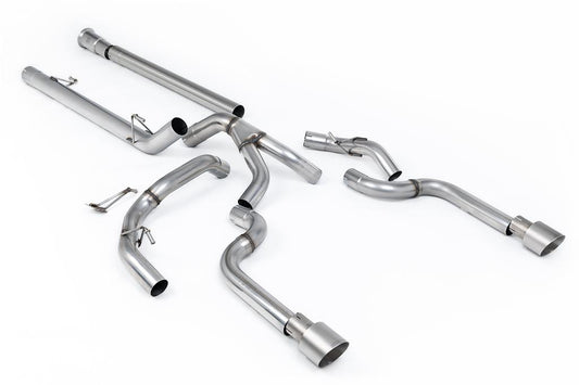 MillTek-SSXFD482-Cat-back Dual Outlet (Non Tremor Models) - Non-Resonated (Louder) with 2 x GT-100 Brushed Titanium Tips | ML Performance Car Parts