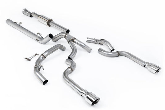 MillTek-SSXFD488-Cat-back Dual Outlet (Non Tremor Models) - Race Part-Resonated (Louder) with 2 x GT-100 Polished Tips | ML Performance Car Parts