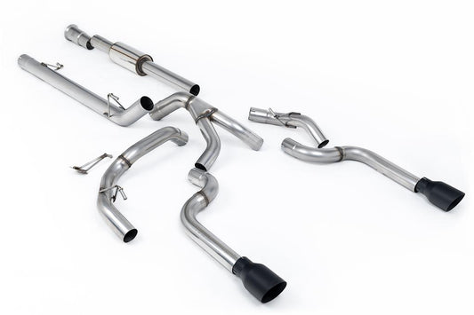 MillTek-SSXFD489-Cat-back Dual Outlet (Non Tremor Models) - Race Part-Resonated (Louder) with 2 x GT-100 Cerakote Black Tips | ML Performance Car Parts