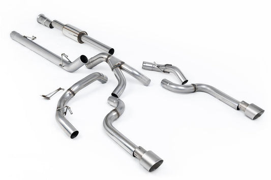 MillTek-SSXFD490-Cat-back Dual Outlet (Non Tremor Models) - Race Part-Resonated (Louder) with 2 x GT-100 Brushed Titanium Tips | ML Performance Car Parts