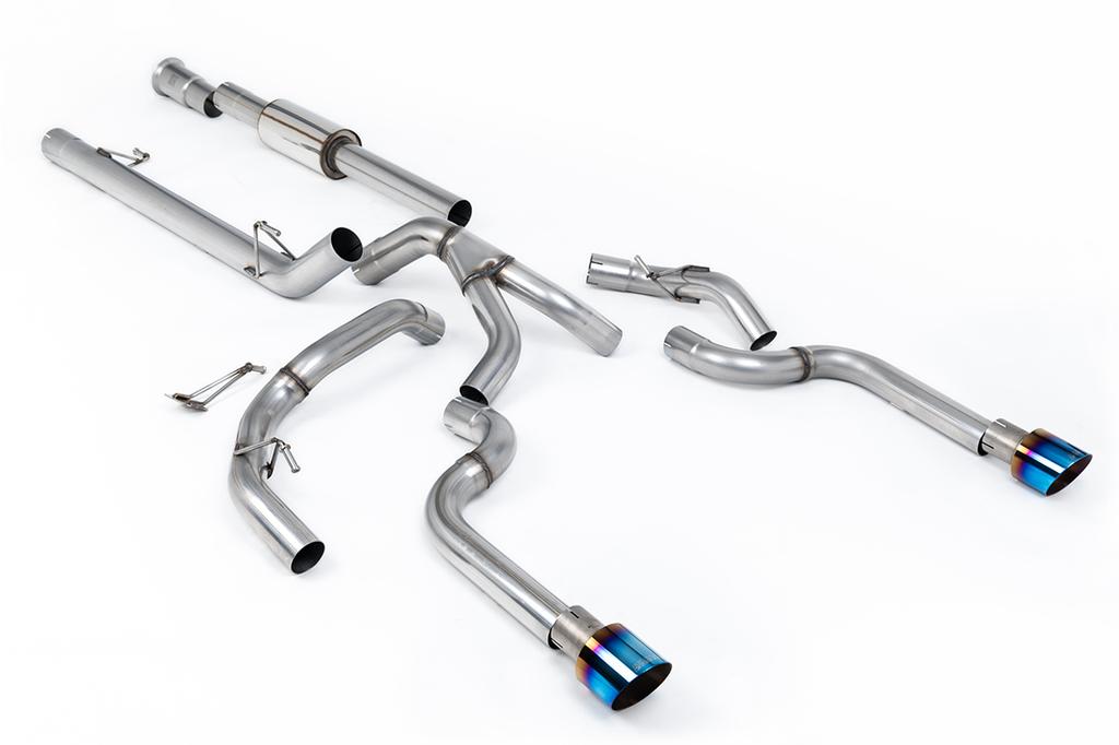 MillTek-SSXFD491-Cat-back Dual Outlet (Non Tremor Models) - Race Part-Resonated (Louder) with 2 x GT-100 Burnt Titanium Tips | ML Performance Car Parts