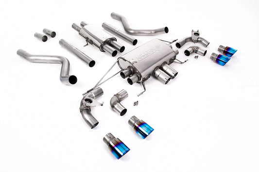 MillTek SSXLR181 Land Rover Defender 110 Cat Back Valved System with Quad GT-90 Burnt Titanium - Resonated