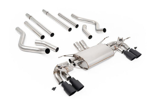 MillTek-SSXLR235-Particulate Filter-back OPF/GPF Back Non-Resonated Valved System (Louder) with Quad GT-90 Cerakote Black Trims | ML Performance Car Parts