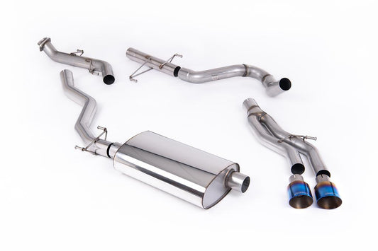 MillTek-SSXTY220-Cat-back Non-Resonated (Louder) Catback with 2 x GT-100 Burnt/Blue Titanium Tips | ML Performance Car Parts