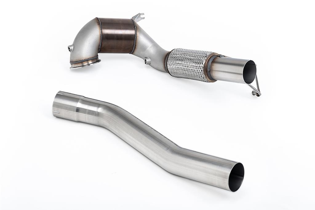 MillTek-SSXVW765-Large Bore Downpipe and Hi-Flow Sports Cat 94mm / 3.7inch ID Turbo Outlet to 80mm / 3.15inch Downpipe with 200CPSI NO CEL Race Cat | ML Performance Car Parts