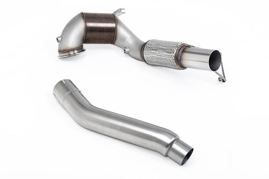 MillTek-SSXVW766-Large Bore Downpipe and Hi-Flow Sports Cat 94mm / 3.7inch ID Turbo Outlet to 80mm / 3.15inch Downpipe with 200CPSI NO CEL Race Cat- Fits with OE CatBack System Only | ML Performance Car Parts