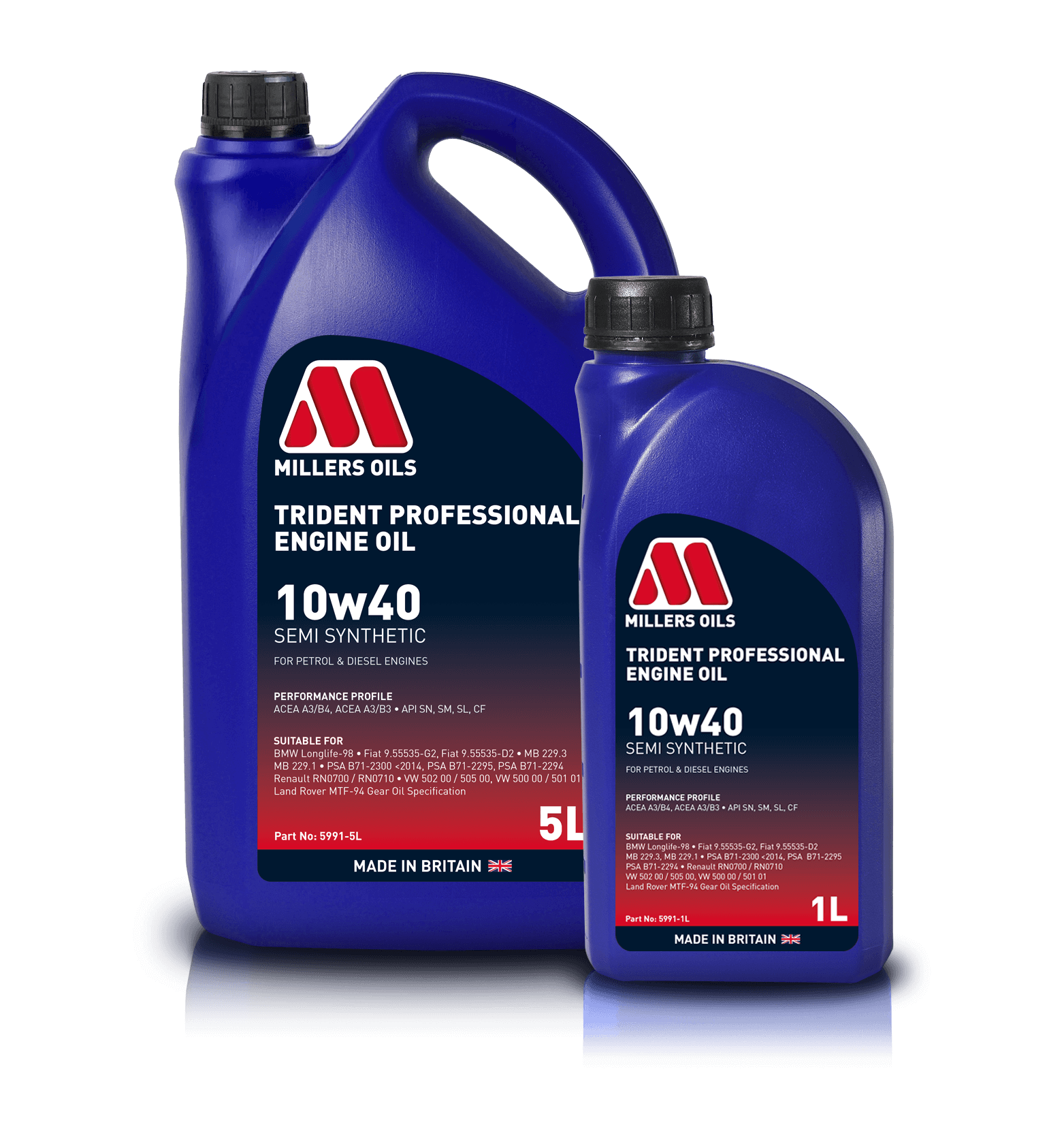 Millers Oils 5991 Trident Professional 10w40 Semi Synthetic Engine Oil