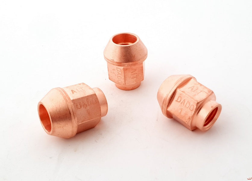 A.I.TECH AIT-DADO STEEL COPPERED NUT 12X1,25, EX 19MM, O.D. 23MM, CONICAL SEAT, TOTAL LENGHT 27MM