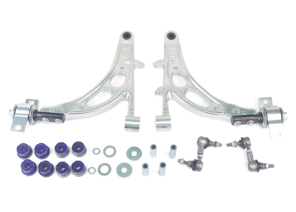 SuperPro ALOY0020K Alloy Front Lower Control Arm Kit - GC/GD Subaru Impreza WRX/STI (Anti-Lift, HD End Links)