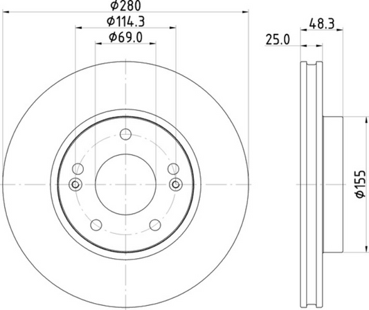 MINTEX MDC3215C Rear Brake Disc pair - MDC2915C
