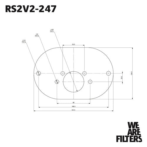 Ramair RS2V2-247-402 Carburettor Foam Air Filter with Baseplate to fit SU HIF6, HIF44 1.7in - 40mm Internal Height