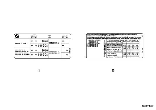 Genuine BMW 71246778155 Label "Tire Pressure" | ML Performance UK Car Parts