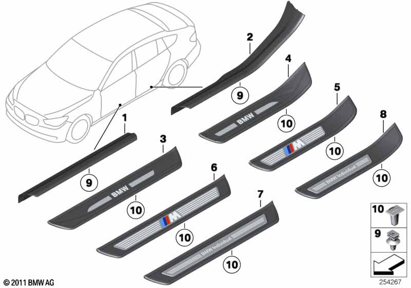 Genuine BMW 51479167361 Cover Molding, Sill, Inner Rear Left SCHWARZ | ML Performance UK Car Parts