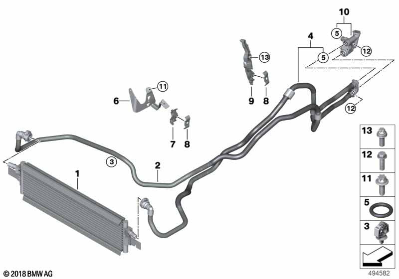 Genuine BMW 17228654910 Transmission Oil Cooler Line, Flow | ML Performance UK Car Parts