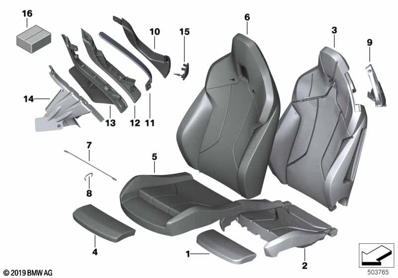 Genuine BMW 52107499862 Leather Cover Sport Backrest Right COGNAC | ML Performance UK Car Parts