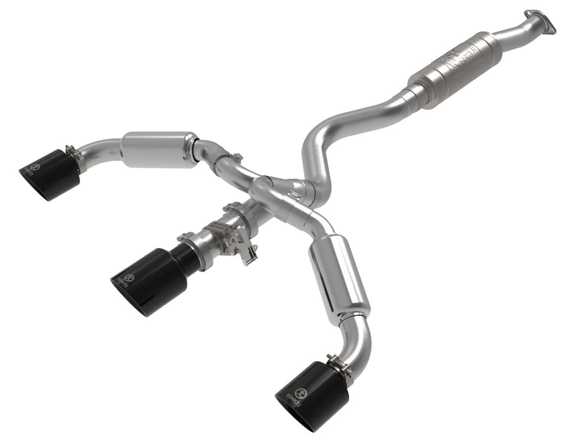 Gemini XV 3 IN to 2-1/2 IN 304 Stainless Steel Cat-Back Exhaust w/ Cut-Out Black | ML Performance Car Parts