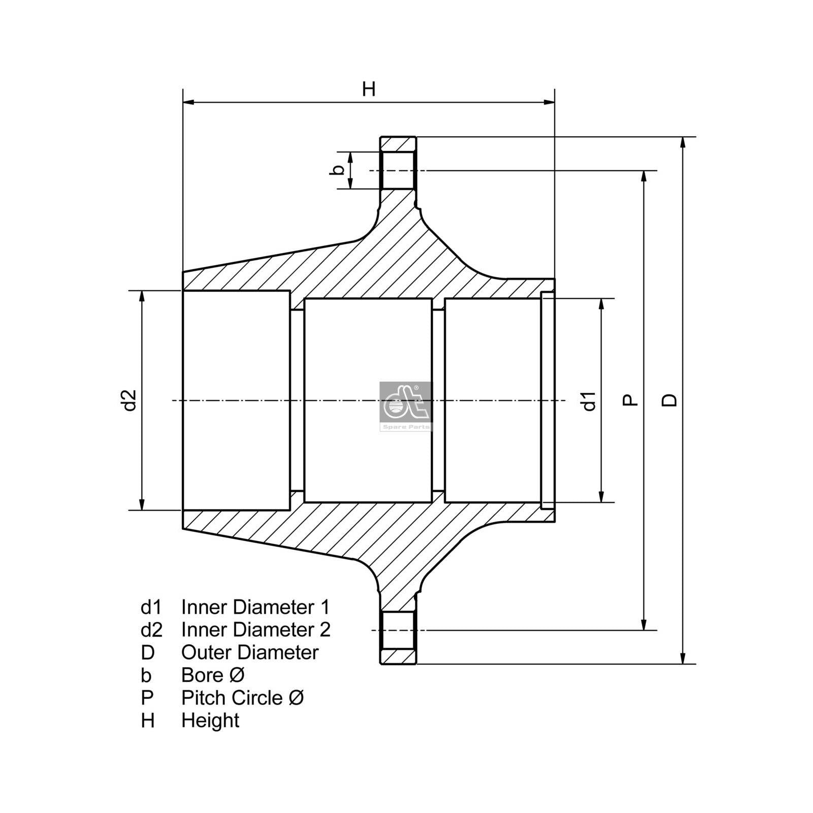 DT SPARE PARTS 10.10375 Wheel Hub