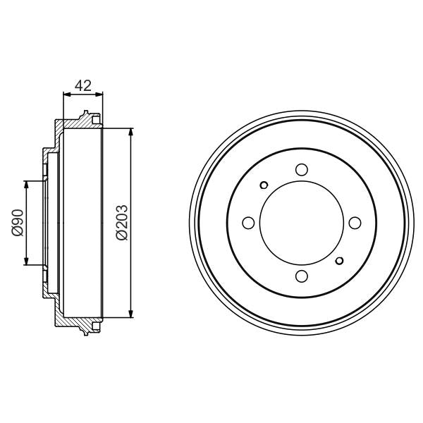 BOSCH 0986477202 Brake Drum
