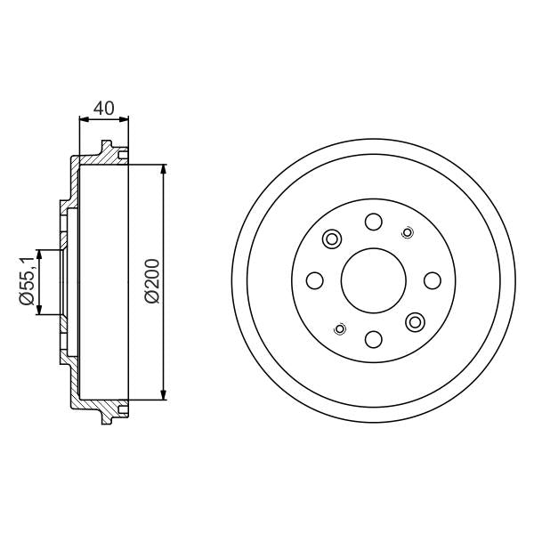 BOSCH 0986477191 Brake Drum