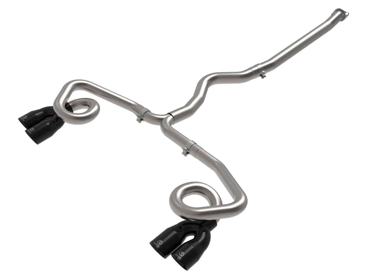 Takeda 3 IN to 2-1/2 IN 304 Stainless Steel Cat-Back Exhaust System w/ Black Tip | ML Performance Car Parts