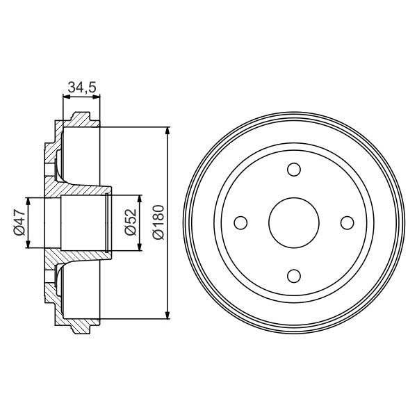 BOSCH 0986477263 Brake Drum