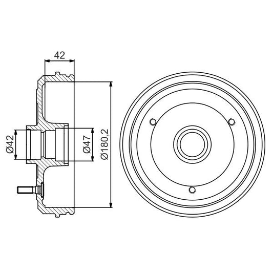 BOSCH 0986477243 Brake Drum