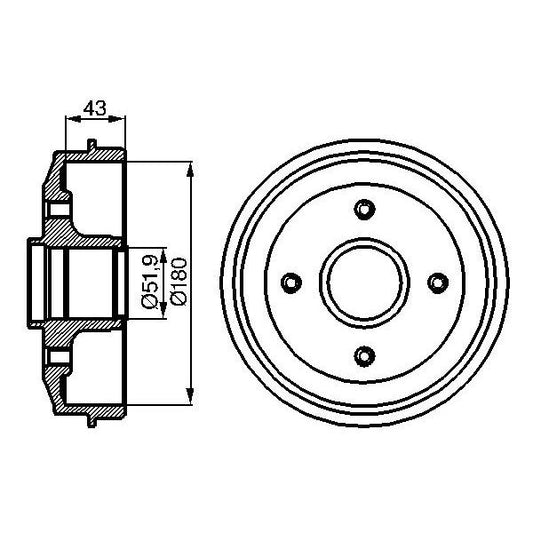 BOSCH 0986477020 Brake Drum