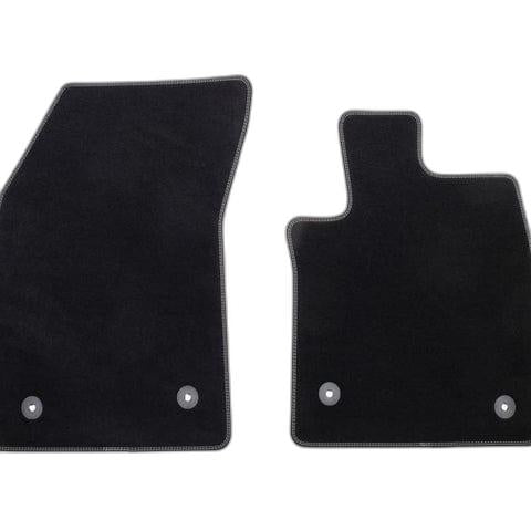 GENUINE FORD 2399667 FOCUS PREMIUM VELOURS FLOOR MATS FRONT, BLACK WITH GREY STITCHING