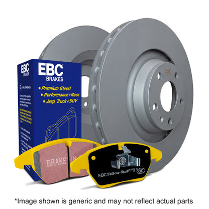 EBC PD03KF604 Jaguar Yellowstuff Front Brake Pad & Plain Disc Kit - ATE/TRW Caliper