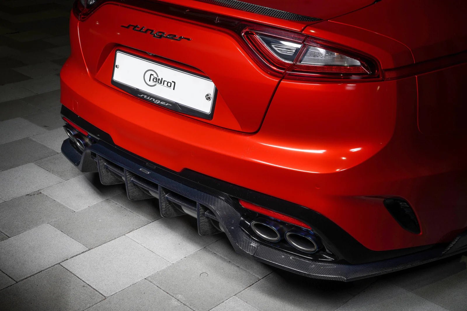 Adro A12A30-1302 KIA STINGER CARBON FIBRE REAR DIFFUSER V2 (2018+)