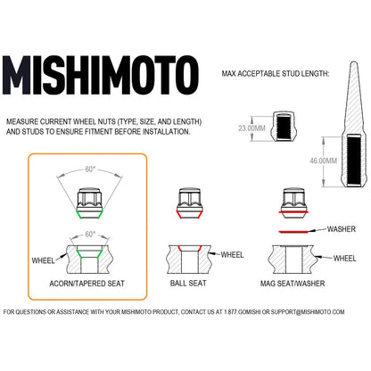 Mishimoto MMLG-15-20L Aluminum Locking Lug Nuts M12x1.5, 20pc Set