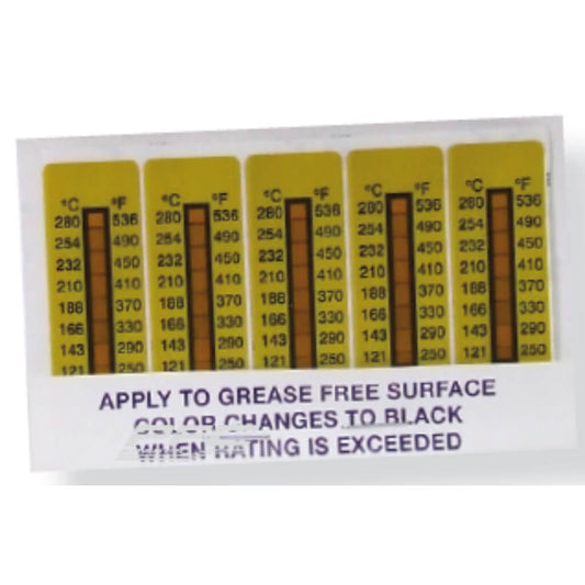 PFC 032.0007 TEMPERATURE CALIPER LABELS 121 C TO 280 C (BOOK OF 10 LABELS)