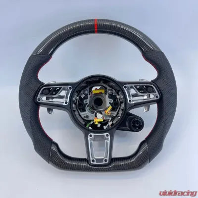 Vivid Racing VR-992-TAY-STRWHL-CFRD Porsche 992 Carrera | Turbo OEM Upgraded Steering Carbon Fiber Red Stripe