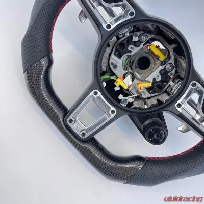 Vivid Racing VR-992-TAY-STRWHL-CFRD Porsche 992 Carrera | Turbo OEM Upgraded Steering Carbon Fiber Red Stripe