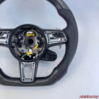 Vivid Racing VR-992-TAY-STRWHL-CFRD Porsche 992 Carrera | Turbo OEM Upgraded Steering Carbon Fiber Red Stripe