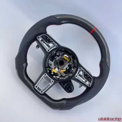 Vivid Racing VR-992-TAY-STRWHL-CFRD Porsche 992 Carrera | Turbo OEM Upgraded Steering Carbon Fiber Red Stripe