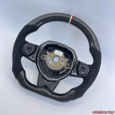 Vivid Racing VR-LAMB-URUS-STRWHL-CF-ALC Lamborghini Urus OEM Upgraded Steering Wheel Carbon Fiber Italy Stripe Stitch Alcantara