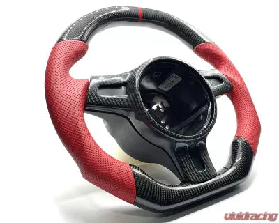 Vivid Racing VR-PORS-9972-PDK2-STRWHL Porsche 997.2 | 991 | 981 | 970 PDK Paddle OEM Steering Wheel Carbon Fiber Red Stripe Red Leather Grips
