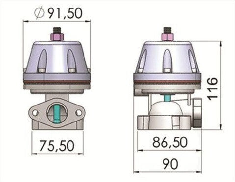 Turbozentrum 249038 SPA Wastegate MCS 35mm L-Flansch silber