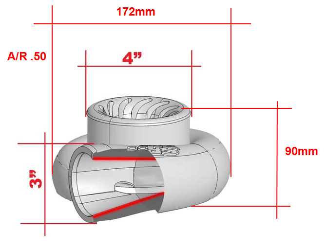 Turbozentrum 249105 Turbolader BBSPA500C mit T3 Flansch und 1,06AR