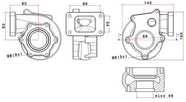 Turbozentrum 249027 Turbolader Turbinengehause fur SPA300 oder SPA500C A/R .48