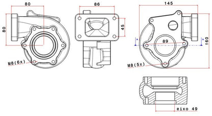 Turbozentrum 249027 Turbolader Turbinengehause fur SPA300 oder SPA500C A/R .48