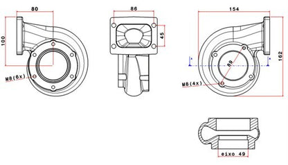 Turbozentrum 249025 Turbolader Turbinengehause fur SPA300 oder SPA500C A/R .48